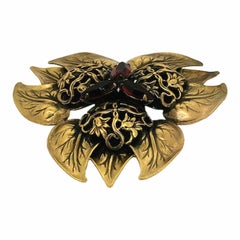 Joseff of Hollywood 1950s Lily Pad Design Russian Gold Plate Vintage Brooch