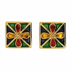 Yves Saint Laurent 1980s Enamel and Plastic Vintage Earrings 5