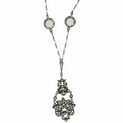 Edwardian Rhinestone and Crystal Floral Vintage Pendant Necklace