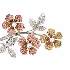 Swarovski 1980s Rhinestone En Tremblant Vintage Floral Brooch