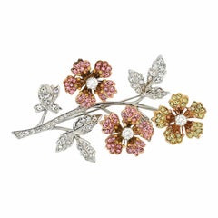 Swarovski 1980s Rhinestone En Tremblant Vintage Floral Brooch