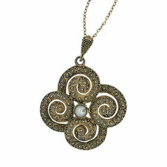 Theodor Fahrner 1930s Silver Filigree Vintage Pendant Necklace