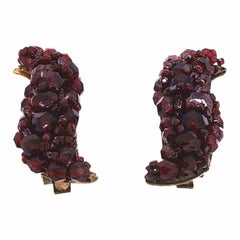 Coppola e Toppo 1950s Red Glass Bead Vintage Crescent Earrings
