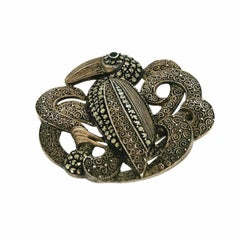 Theodor Fahrner 1930s Silver Marcasite & Filigree Vintage Bird Brooch