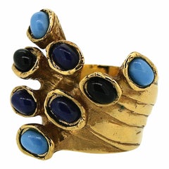 Yves Saint Laurent 1990s Used Blue Glass Ring