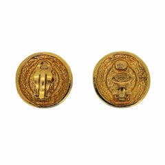 Chanel 1980s Baroque Design Gold Plated Vintage Earrings