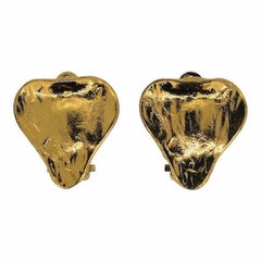 Yves Saint Laurent 1980s Gold Plated Vintage Heart Earrings 7