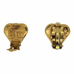 Yves Saint Laurent 1980s Gold Plated Vintage Heart Earrings