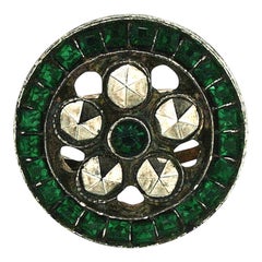 René Mittler 1920s Green Rhinestone and Cut Steel Vintage Ring