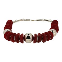 Jakob Bengel 1932 Chrome and Red Plastic Necklace