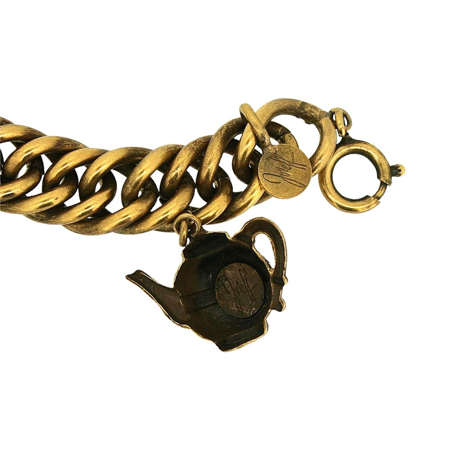 Joseff of Hollywood 1950s Vintage Gold Rush Charm Bracelet For Sale 1