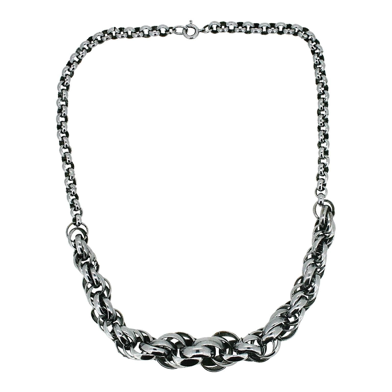 Jakob Bengel 1930s Chrome Plated Vintage Chain Necklace