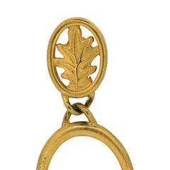 Givenchy 1980s Gold Tone Leaf Design Vintage Hoop Earrings