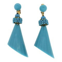 1960s Turquoise Lucite Vintage Drop Earrings