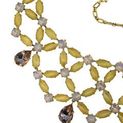 1950s Yellow and Pink Rhinestone Vintage Statement Necklace