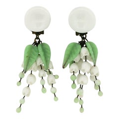 1940s French Glass Lily of the Valley Vintage Earrings