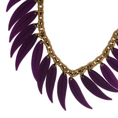 1930s Purple Celluloid Leaves and Gilt Metal Vintage Necklace