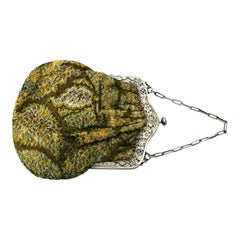 1900s Art Nouveau Design Silver Frame Vintage Evening Bag