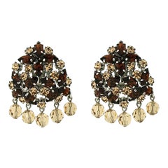 Christian Dior 1960 Vintage Rhinestone and Glass Bead Earrings