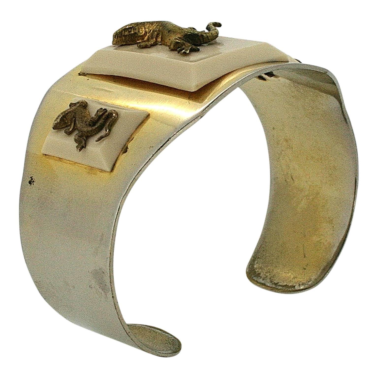 Art Deco Jean Painlevé 1930s Salamander Design Vintage Bangle For Sale