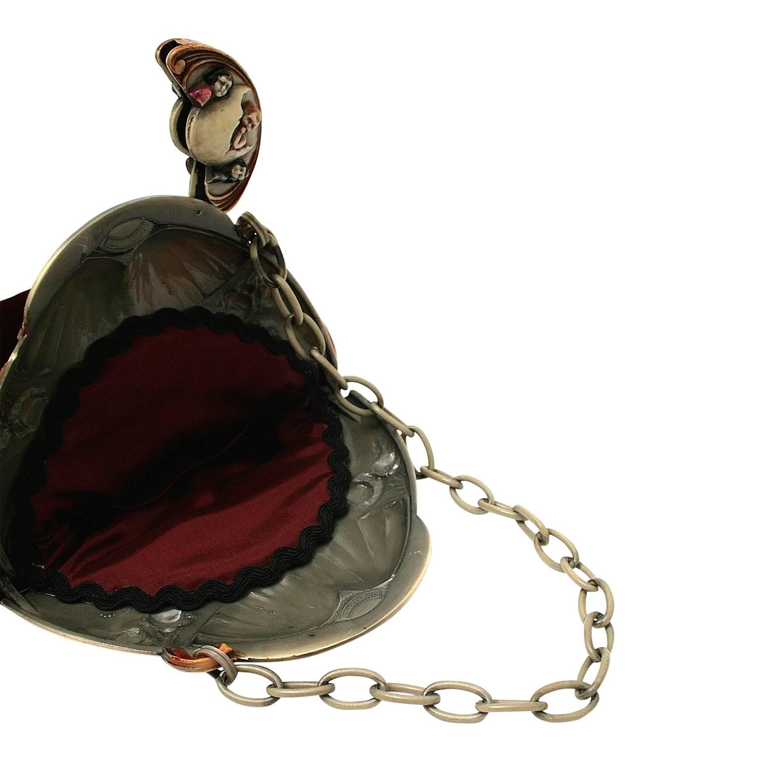 Women's 1920s Burgundy Velvet and Hand Painted Celluloid Vintage Evening Bag For Sale