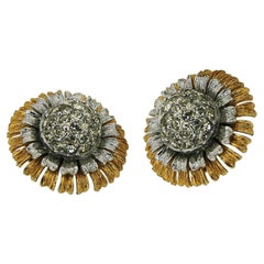 Hattie Carnegie 1950s Vintage Rhinestone Daisy Earrings