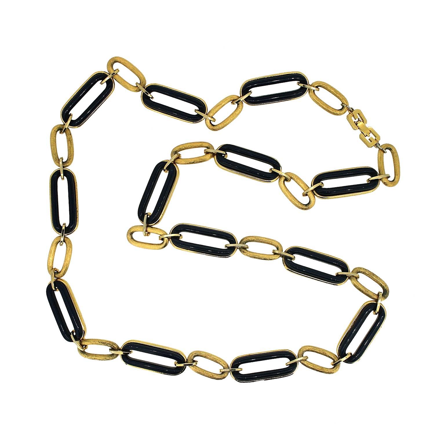 Givenchy 1980s Gold Tone Vintage Link Necklace For Sale