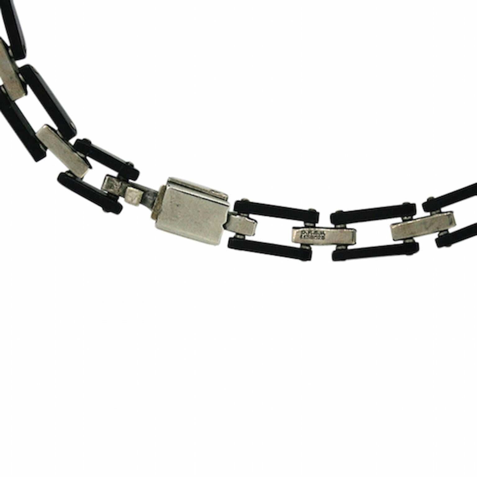 DRGM 1920s Art Deco Black Plastic and Rhinestone Vintage Necklace & Bracelet Set 3