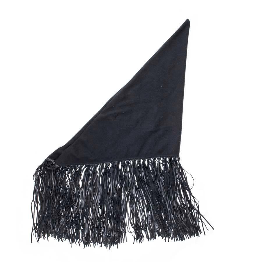 Rare Hermes Fringed Shawl in black Cashmere, Wool and Lamb 1