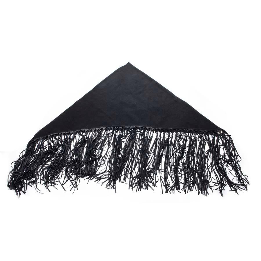 Rare Hermes Fringed Shawl in black Cashmere, Wool and Lamb