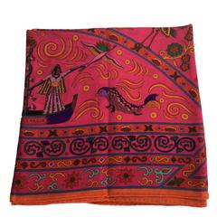 HERMES 'Peuples du Vent' designed by C.HENRY Cashmere and Silk Shawl