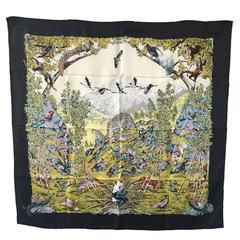 Authentic HERMES Sichuan Wildlife Multicolor Scarf