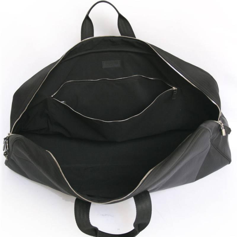 Sac de tennis HERMES en toile à chevrons noirs avec sa serviette noire 1