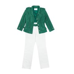 Chanel Set in Green Tweed and White Jeans 36FR