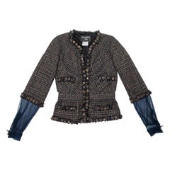 Chanel Herbst 2007 38FR Mehrfarbige beschichtete Tweed-Jacke