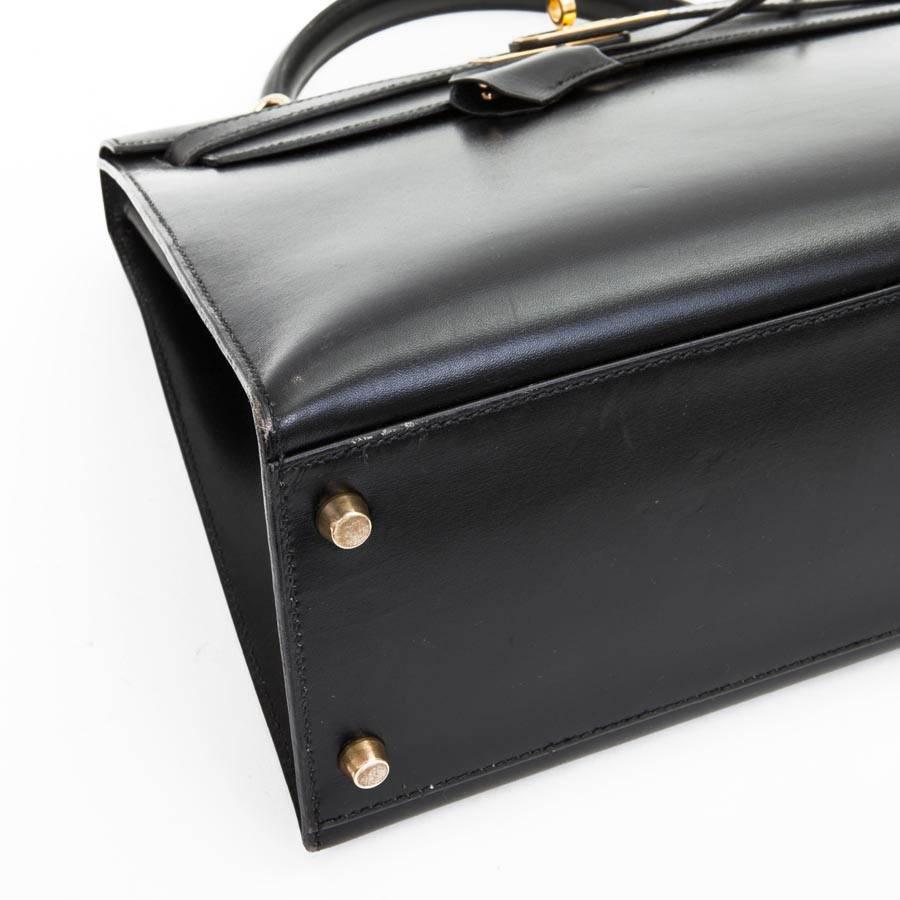 1994 Hermès Kelly 32 Sellier in Black Box Leather In Good Condition In Paris, FR