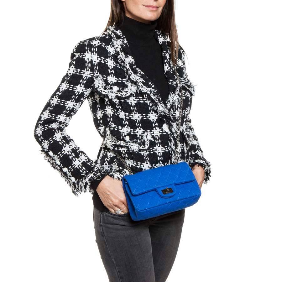 Mini Chanel 2.55 Double Flap Electric Blue Jersey Shoulder Bag 1