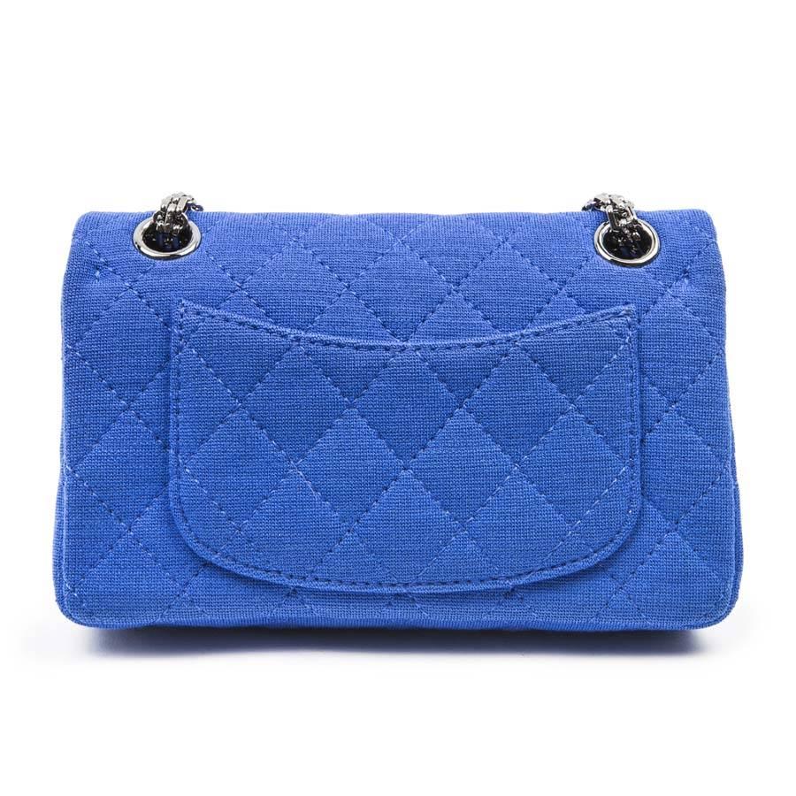 Women's Mini Chanel 2.55 Double Flap Electric Blue Jersey Shoulder Bag