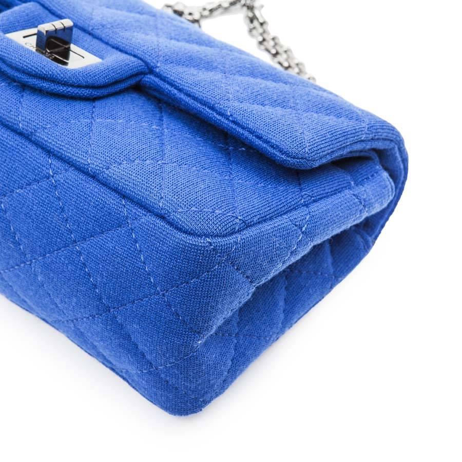 Mini Chanel 2.55 Double Flap Electric Blue Jersey Shoulder Bag 2