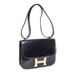 Hermès Vintage Navy Blue Box Calf Constance Bag 6