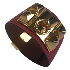 Hermès CDC Bracelet in Red Epsom Calfskin Gold Plated Hardware