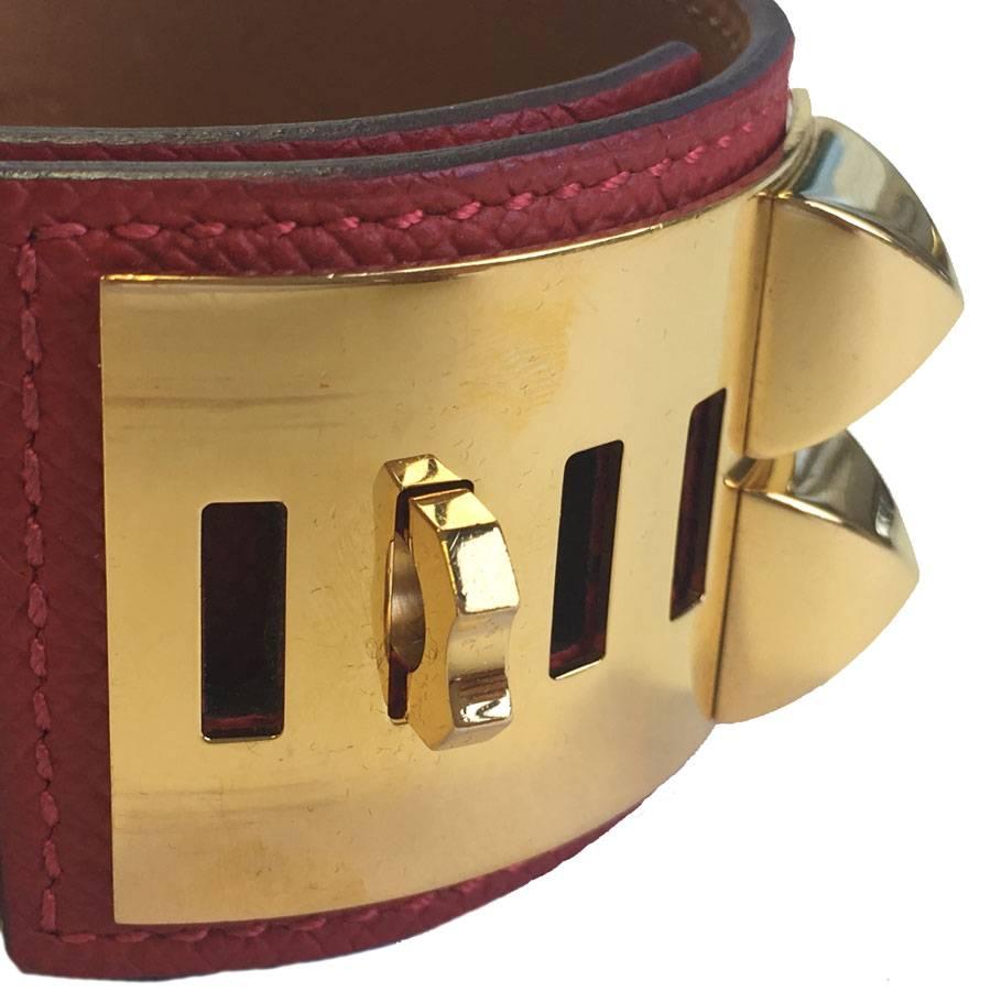 Hermès CDC Bracelet in Red Epsom Calfskin Gold Plated Hardware 2