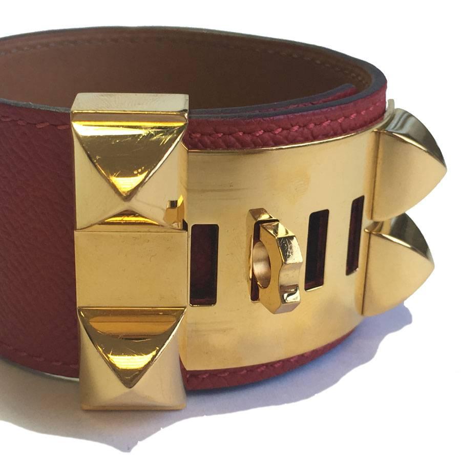 Hermès CDC Bracelet in Red Epsom Calfskin Gold Plated Hardware 1
