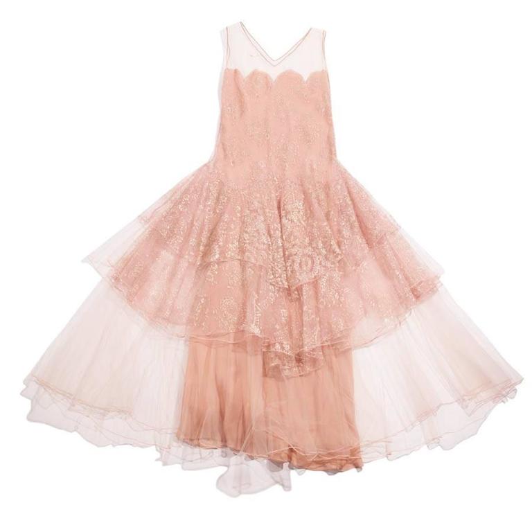 Christian Dior by John Galliano Pale Pink Tulle Evening Dress Size 38 For  Sale at 1stDibs