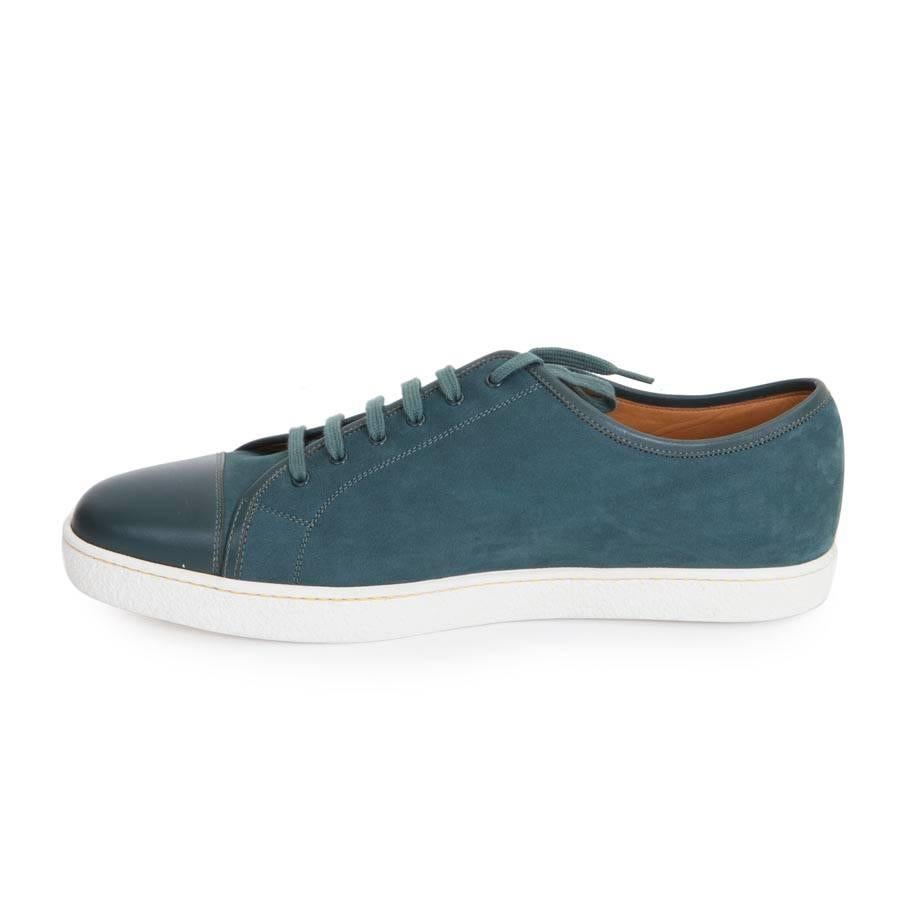 John Lobb Sneakers Blue Suede and Leather In New Condition In Paris, FR