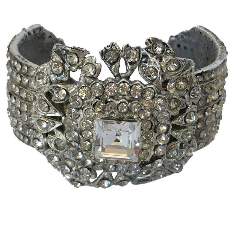 CHANEL Couture Cuff in Silver Metal and Strass For Sale at 1stDibs | paris  smoky silver couture, le smoky silver couture, strass couture