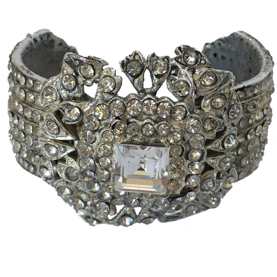 CHANEL Couture Cuff in Silver Metal and Strass