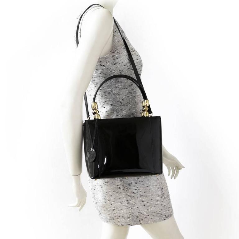 Christian Dior Lady Dior Bag In Vintage Black Patent Leather At 1stdibs