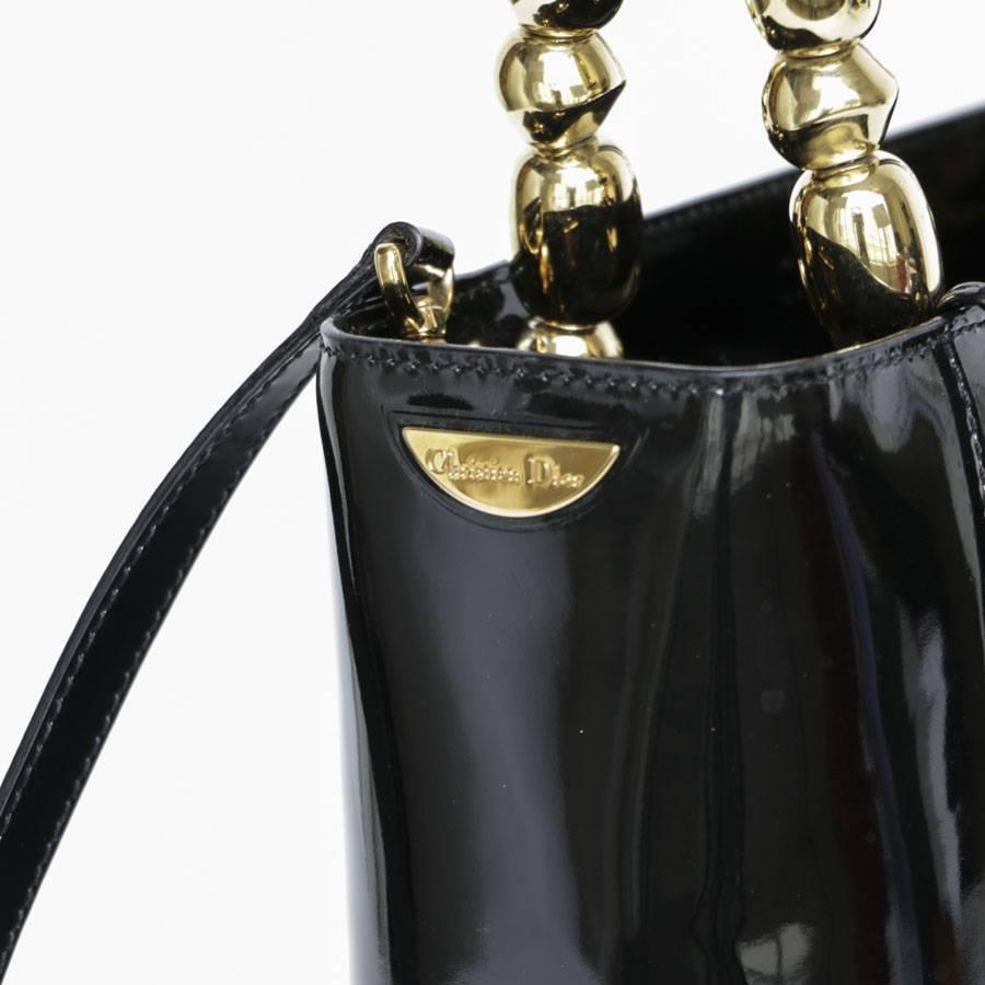 Christian Dior Lady Dior Bag in Vintage Black Patent Leather 2