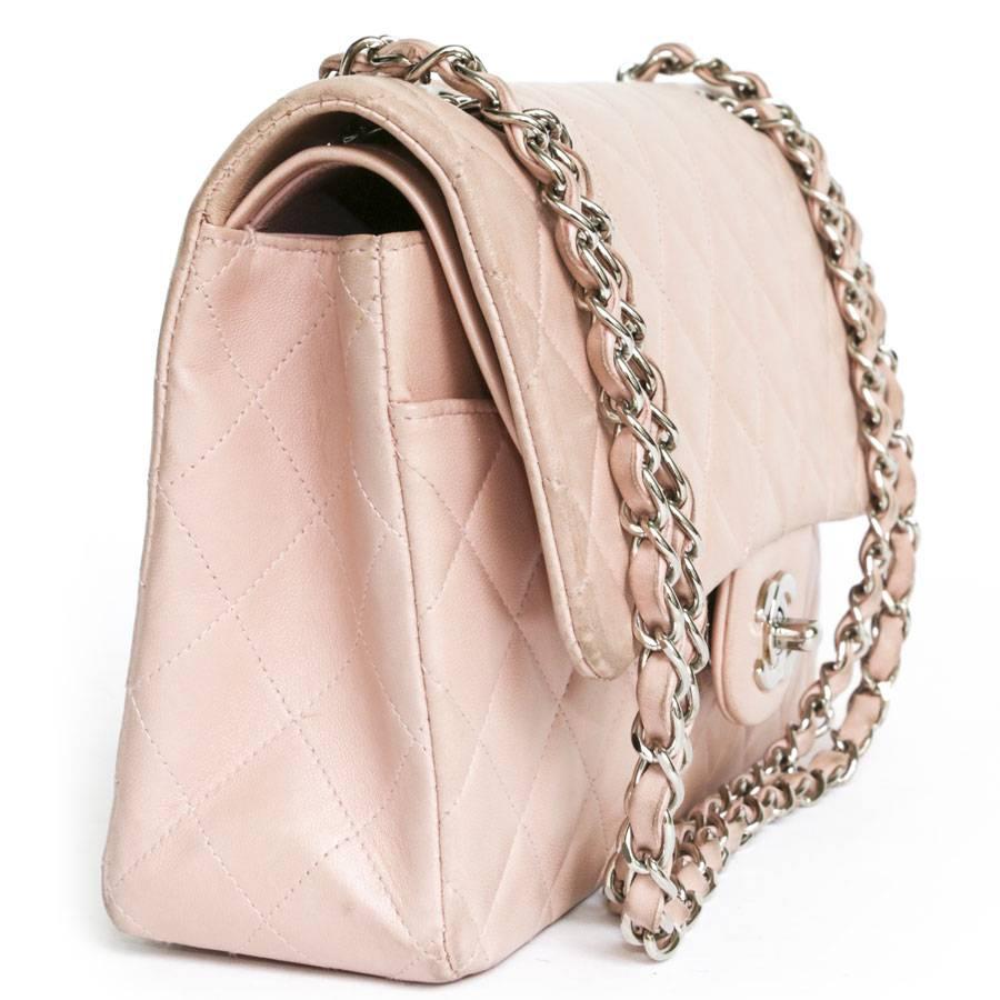 CHANEL Timeless Flap Shoulder Bag in Pink Leather  4